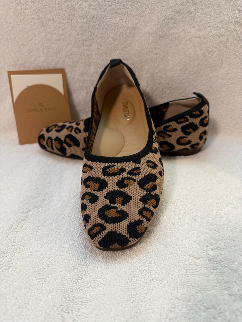 Leopard Knit Ballet Flats - Tan & Black bundle shoes for deeper discount